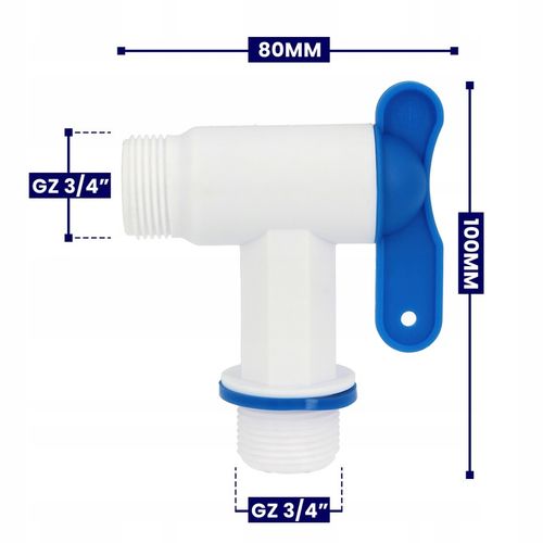 Zawór PP MAUZER 3/4 GZ Kran ZBIORNIKA 1000L Beczki Mauser Kranik na Arena.pl