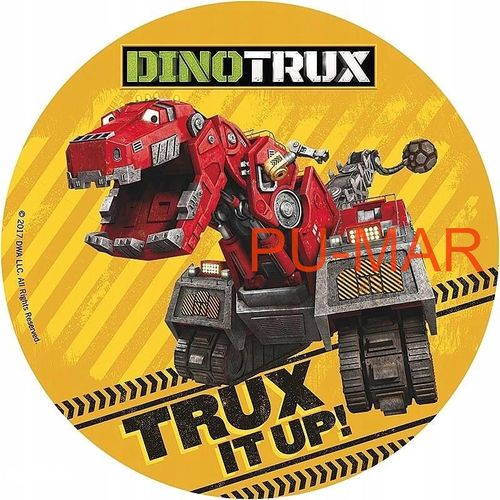 Opłatek na tort Urodziny Dino Trux Robot Maszyna Postać Tekst Gratis na Arena.pl