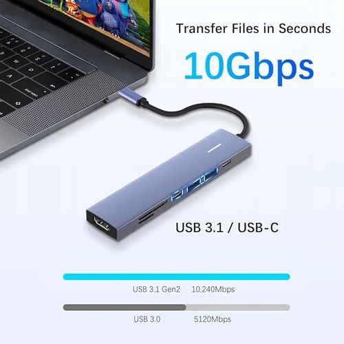 ShanFeng Hub USB C 4K 60 Hz, 7 w 1 adapter z HDMI, 100 W PD, 10 Gbps na Arena.pl