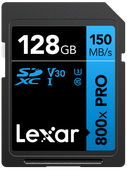 Lexar SDXC 800x Pro UHS-I cards, C10 (V30) U3, R150/W45, 128GB