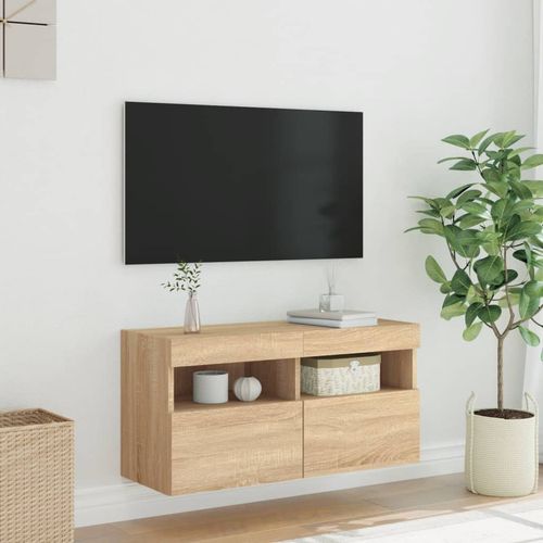 Ścienna szafka TV z LED, dąb sonoma, 80x30x40 cm na Arena.pl