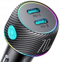 Ładowarka samochodowa 2x USB C 70W z podświetleniem LED Joyroom JR-CCN02