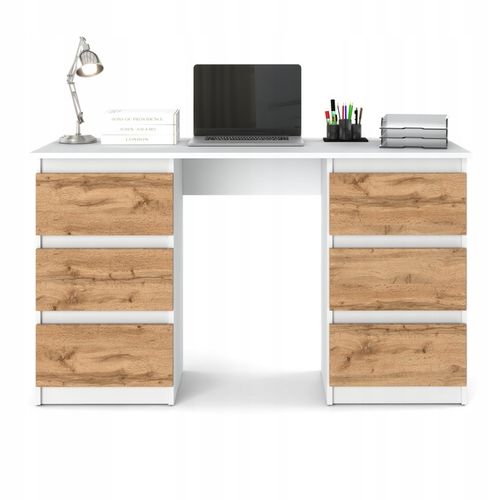 Biurko Białe 120cm Biurko szkolne 6 szuflad Stolik dla dziecka na Arena.pl