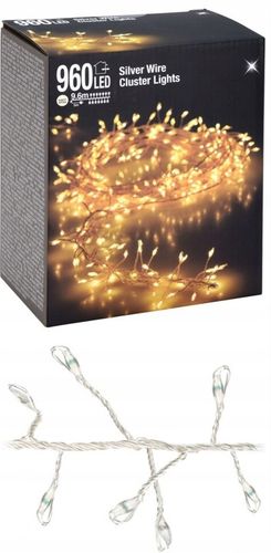Świąteczne lampki choinkowe na drucie 9,6m 960led, gęste ciepły kolor na Arena.pl
