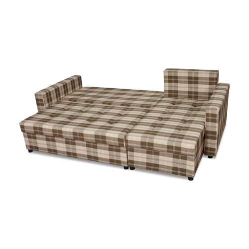 Narożnik rogówka Winston funkcja spania Family Meble krata brązowo - beżowa na Arena.pl