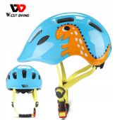 WEST BIKING KASK DZIECIĘCY NIEBIESKI DINOZAUR OCHRONNY NA ROWER I HULAJNOGĘ