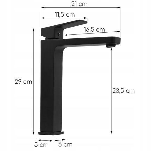 Bateria umywalkowa stojąca wysoka czarna nablatowa kran do umywalki na Arena.pl
