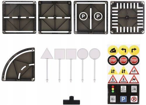 KLOCKI MAGNETYCZNE TOR SAMOCHODOWY DROGA ZE ZNAKAMI 50 ELEMENTÓW PLAYMAGS na Arena.pl