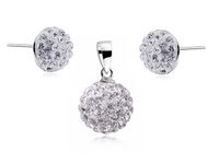 KLASYCZNY KOMPLET SWAROVSKI BIAŁE KULKI PÓŁKULKI