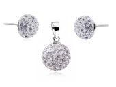 KLASYCZNY KOMPLET SWAROVSKI BIAŁE KULKI PÓŁKULKI