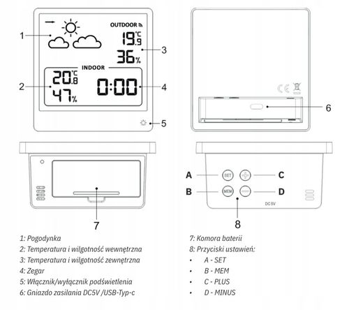 STACJA POGODOWA METEO SP200 Z POGODYNKA EKRAN LCD CZUJNIK na Arena.pl