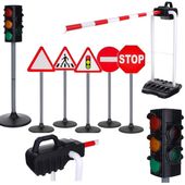 Zestaw Drogowy 3w1 Znaki Drogowe Sygnalizator Świetlny Szlaban Parkingowy