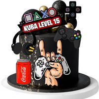 JADALNA DEKORACJA OPŁATEK WYDRUK CUKROWY NA TORT GAMER GRACZ KONSOLA PLAY