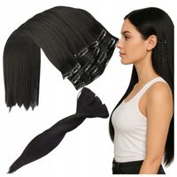 DOCZEPIANE WŁOSY Clip In Jak Naturalne Dopinki Proste Długie 6 Taśm 60 cm