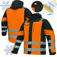 Kurtka Robocza Zimowa Softshell Ocieplany Fluorescencyjna Pasy Odblaskowe M