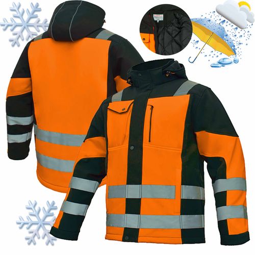 Kurtka Robocza Zimowa Softshell Ocieplany Fluorescencyjna Pasy Odblaskowe M na Arena.pl