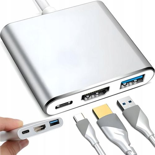 PRZEJŚCIÓWKA ADAPTER 3W1 USB-C 4K HDMI HUB USB 3.0 KONWERTER 100W 3A na Arena.pl