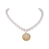 naszyjnik z pereł ze śnieżynką i plasterkiem (c25/kor/61ag-au)