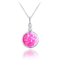 MINET Srebrny naszyjnik z różowym opalem i białymi cyrkoniami