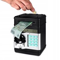 SKARBONKA SEJF DLA DZIECI NA PREZENT BANKOMAT PIN liczy polskie monety LCD