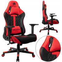 FOTEL GAMINGOWY BIUROWY OBROTOWE KRZESŁO DO BIURKA BIURA czerwone TKANINA