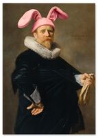 Plakat portret królik różowe uszy 70x100 cm