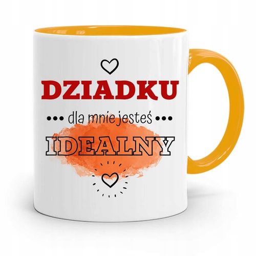 Kubek Żółty Dla Dziadka Dla Mnie Jesteś Idealny Z Nadrukiem Ze Zdjęciem na Arena.pl