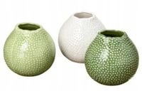 Boltze Wazon Tessa 3 sztuki śr. 13 cm zielony - biały kamionka