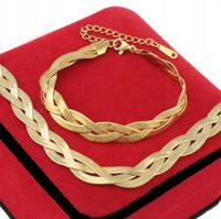 KOMPLET ZŁOTY ŻMIJKI ZAPLATANE STAL CHIRURGICZNA 316 L