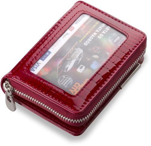 Lakierowany PORTFEL Damski MAŁA PORTMONETKA Skóra Naturalna ELEGANCKI na Arena.pl