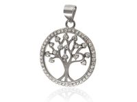 Elegancki rodowany srebrny wisiorek drzewo życia tree of life białe cyrkonie srebro 925 W0454