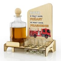 Karafka WÓZ STRAŻACKI kieliszki prezent na URODZINY dla strażaka