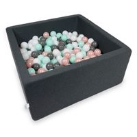 Suchy basen 90x90x40cm grafitowy z piłeczkami 400szt (białe, różowozłote, jasnomiętowe, grafitowe)
