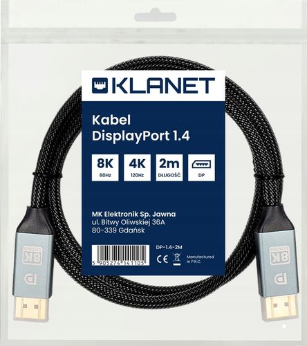 KABEL PRZEWÓD DisplayPort 1.4 DP 8K 4K 144Hz 2M na Arena.pl