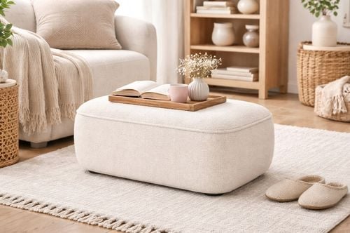 Pufa podnóżek CORAL do salonu 60x40x40 beżowy baranek na Arena.pl