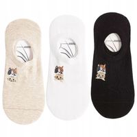 Skarpety Damskie Stopki z Haftem w Kotki Bawełniane 3-pak MORAJ 38-41