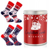 SKARPETKI ŚWIĄTECZNE MĘSKIE 2 PARY PREZENT NADRUK