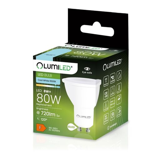 10x Żarówka LED GU10 8W 6500K ZIMNA BIAŁA 120° WYDAJNA PREMIUM CCD na Arena.pl