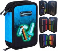 Piórnik JUMBO potrójny z wyposaż  BLUE PIXEL 4190