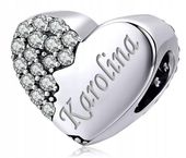 Charms Zawieszka IMIE Charms Serce GRAWER Srebro 925 Charmsy MODA