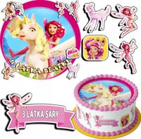 ZESTAW OPŁATEK NA TORT 20CM + 17 POSTACI - MIA I JA + IMIĘ 15CM 18CM