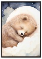 Plakat śpiący miś pokój dziecka 50x70 cm w czarnej ramie