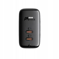 Ładowarka sieciowa 2x USB-C 40W PPS PD QC 3.0 AFC FCP czarny