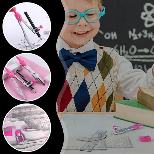 ZESTAW GEOMETRYCZNY 10 ELEMENTÓW CYRKIEL LINIJKI DO KREŚLENIA DO RYSOWANIA na Arena.pl