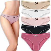 5x WYGODNE MAJTKI FIGI BAWEŁNIANE PRĄŻKOWANE kokardka L/XL #35