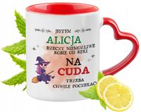 Dla Alicji Kubek Czerwony Z Uszkiem W Kształcie Serca Na Prezent