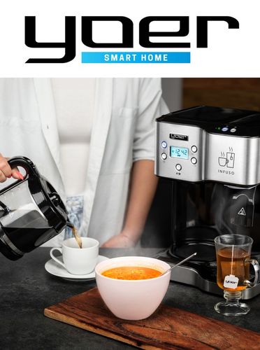 Ekspres przelewowy kawy 2w1 Yoer 1900W +Dystrybutor wody na herbatę +Timer na Arena.pl