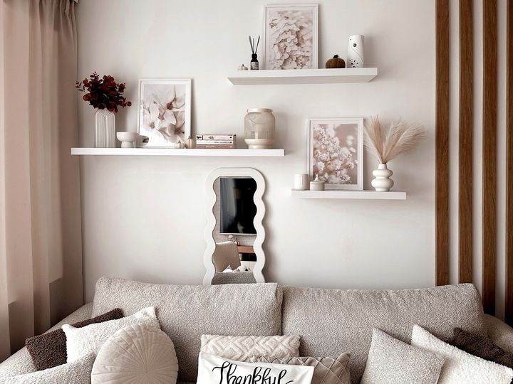 Półka ścienna samowisząca - FS - 60x23 cm - Biały zdjęcie 5