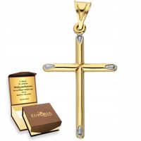Złoty Wisiorek Męski Krzyż Krzyżyk ZŁOTO 585 Komunia Chrzest Grawer
