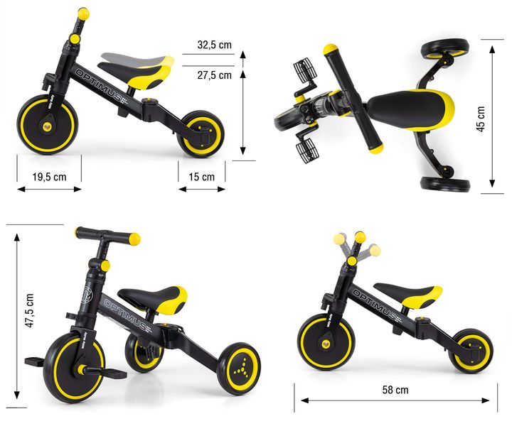 MILLY MALLY Rowerek 3w1 OPTIMUS czarny zdjęcie 7